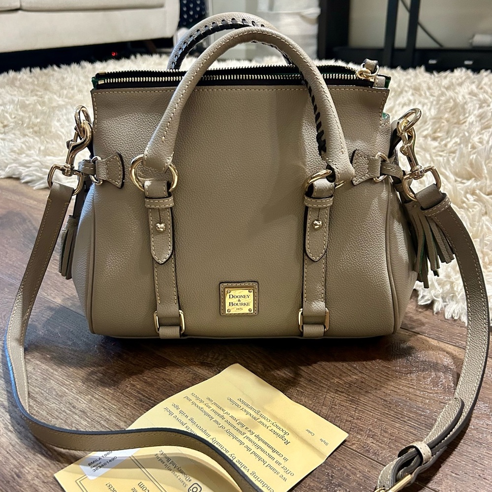 Dooney & Bourke Beige Satchel with Gold Accents